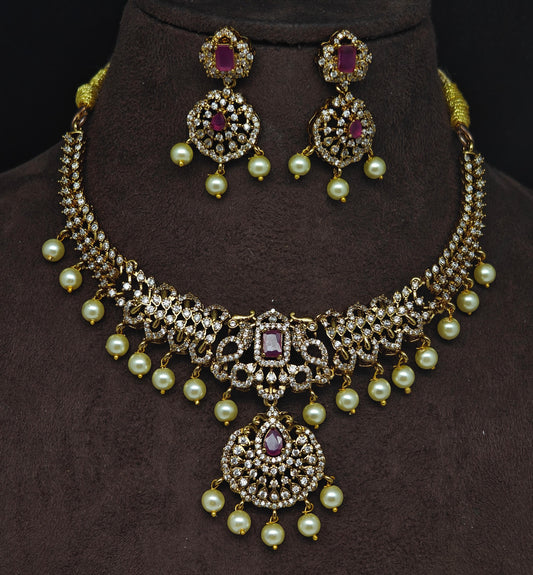 EvenicBuy Elegant Gold-Plated Kundan Pearl Necklace Set