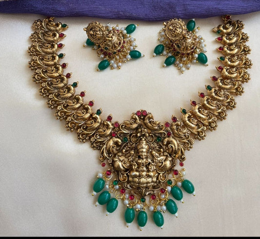EvenicBuy Traditional Temple Jewelry Set with Goddess Lakshmi Motif